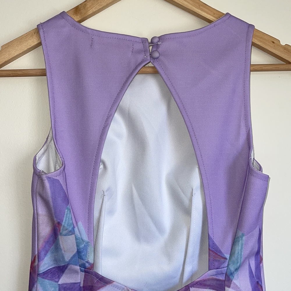 HERE COMES THE SUN | Purple watercolour geometric skater dress - Picture 8 of 8